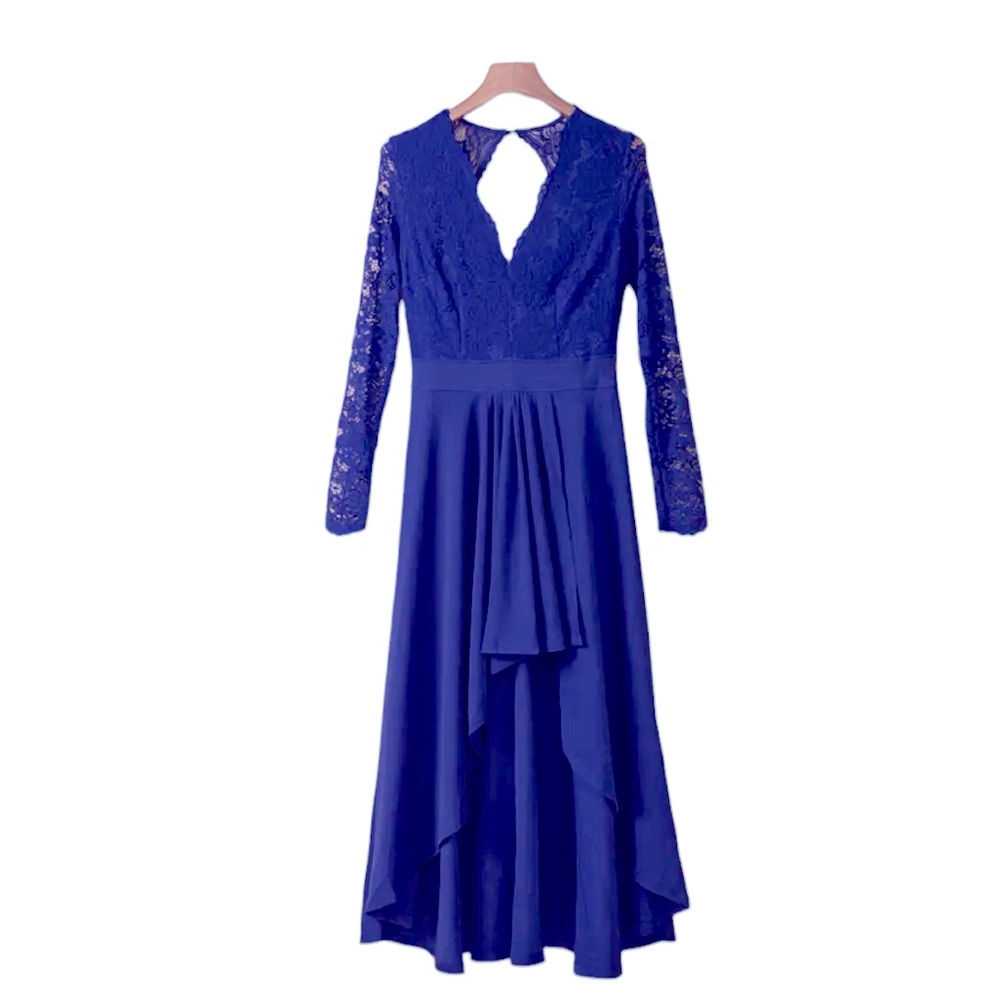 Royal blue Sexy lace High Low formal Cocktail Party Evening gown Dress NWOT